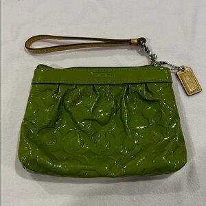 Coach Patent Leather Olive Wristlet